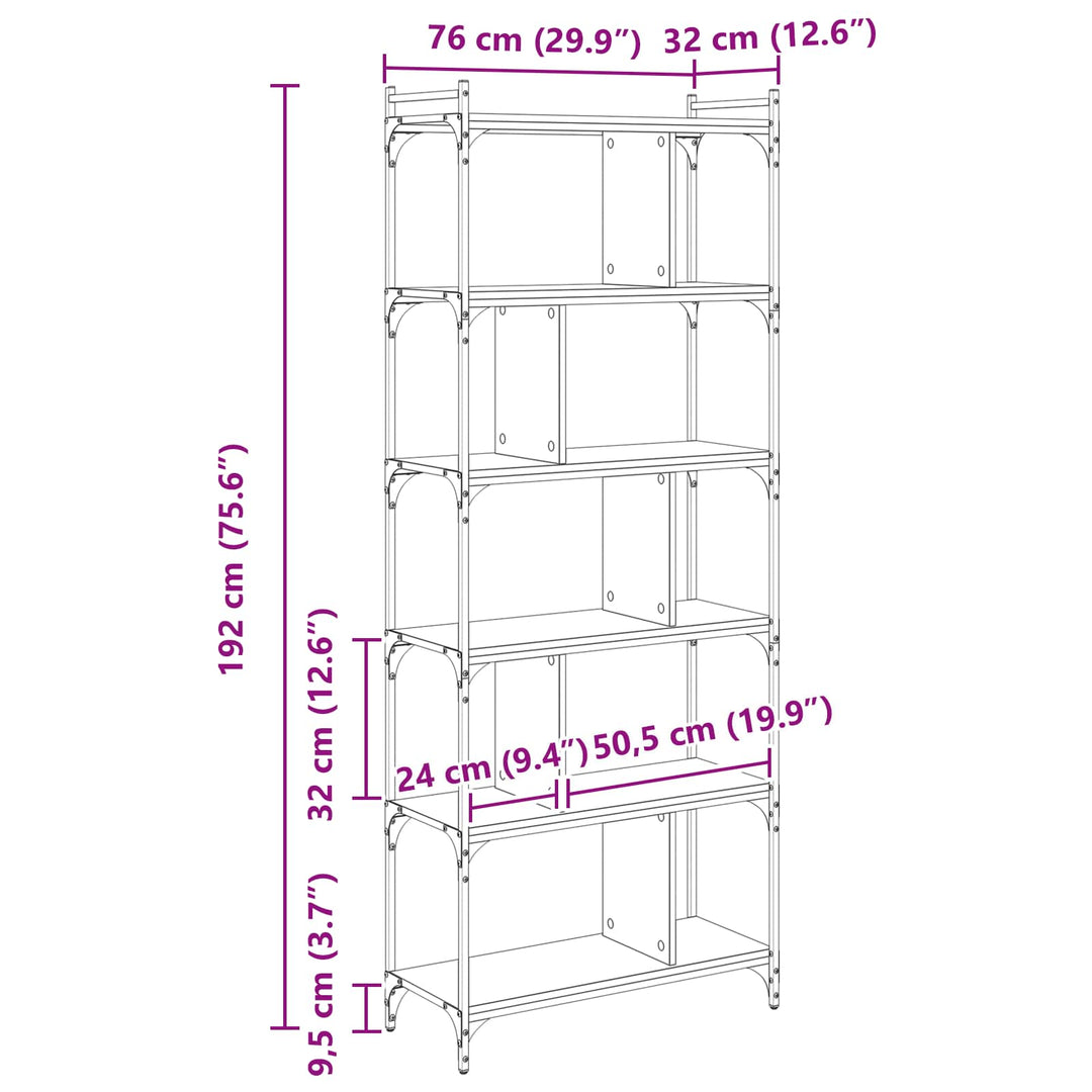 Bogreol Gammelt træ 76 x 32 x 192 cm Konstrueret træ