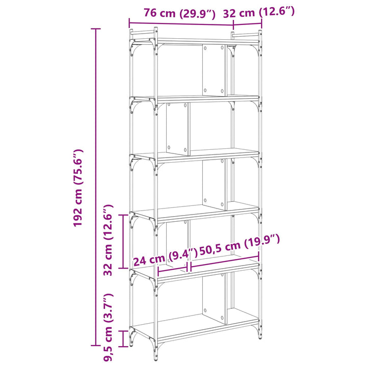 Bogreol Gammelt træ 76 x 32 x 192 cm Konstrueret træ