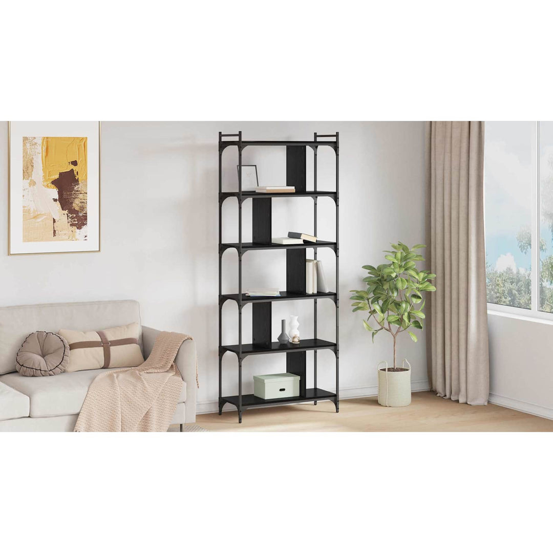 Bogreol Sort eg 76 x 32 x 192 cm Konstrueret træ