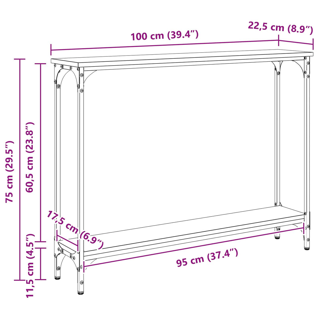 Konsolbord Sort eg 100 x 22,5 x 75 cm Konstrueret træ