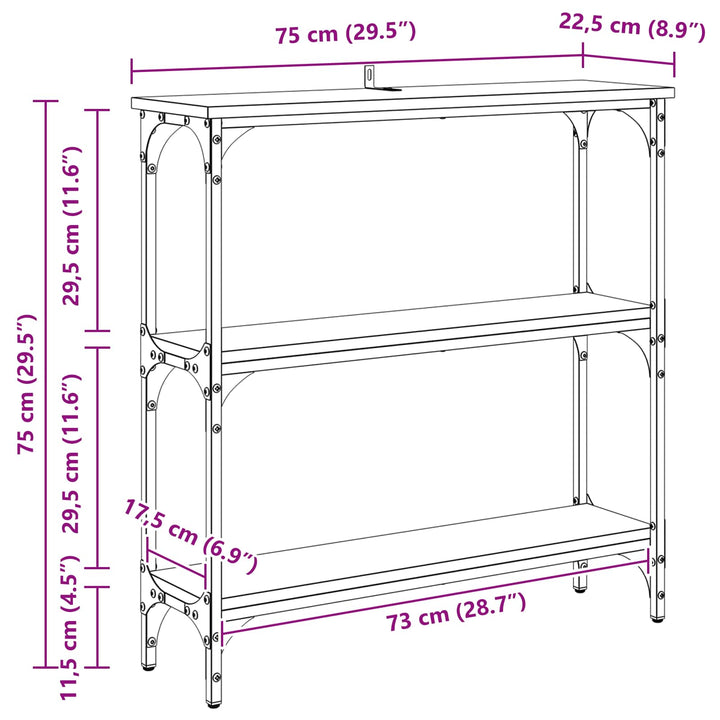 Konsolbord Gammelt træ 75 x 22,5 x 75 cm Konstrueret træ