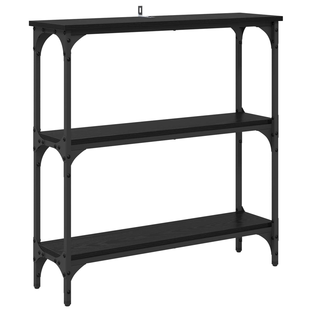Konsolbord med hylde Sort eg 75 x 22,5 x 75 cm Konstrueret træ