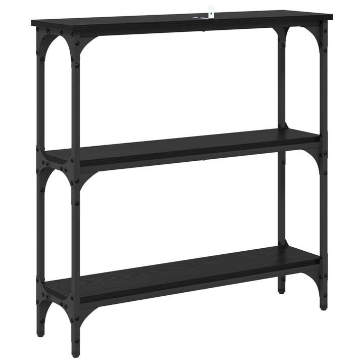 Konsolbord med hylde Sort eg 75 x 22,5 x 75 cm Konstrueret træ