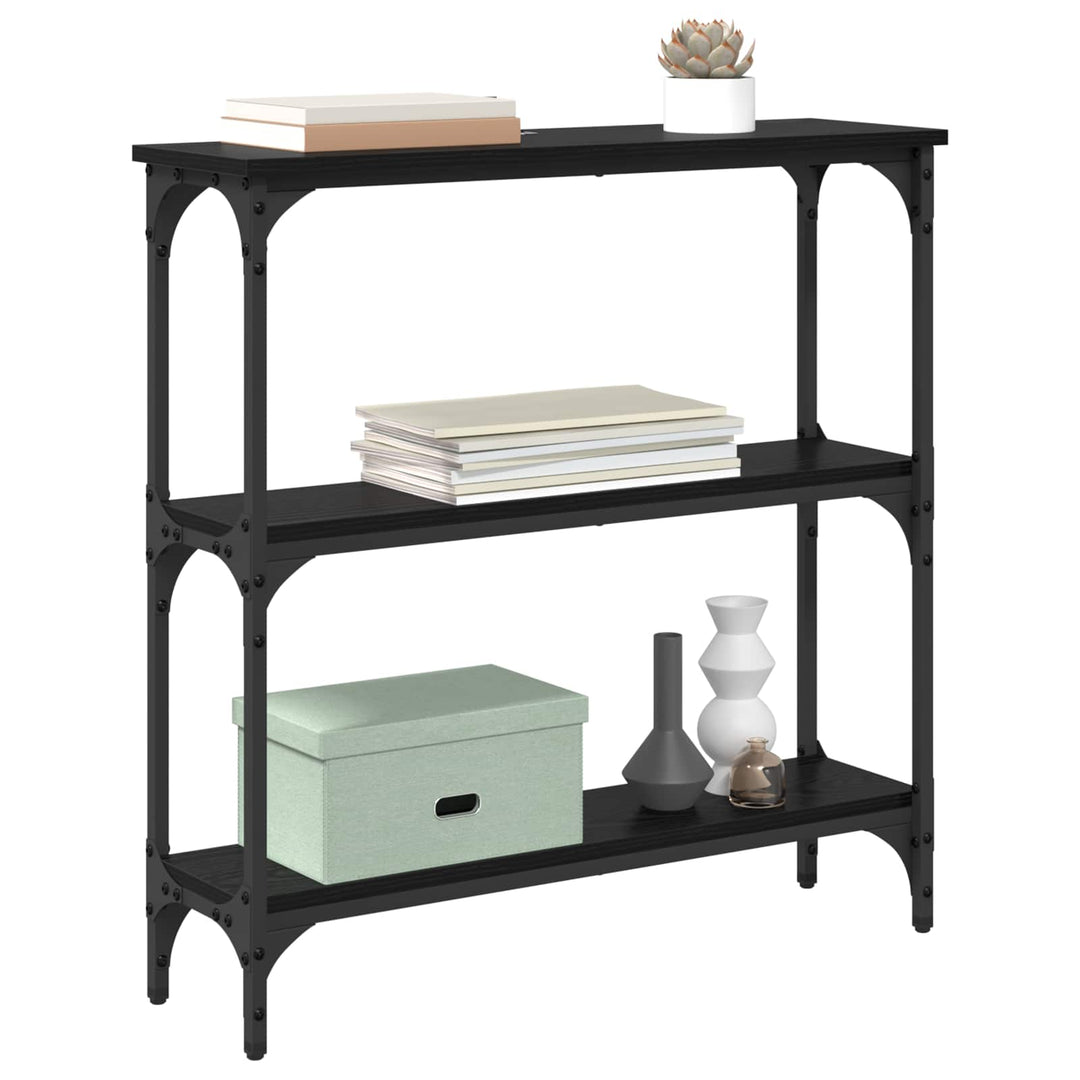 Konsolbord med hylde Sort eg 75 x 22,5 x 75 cm Konstrueret træ