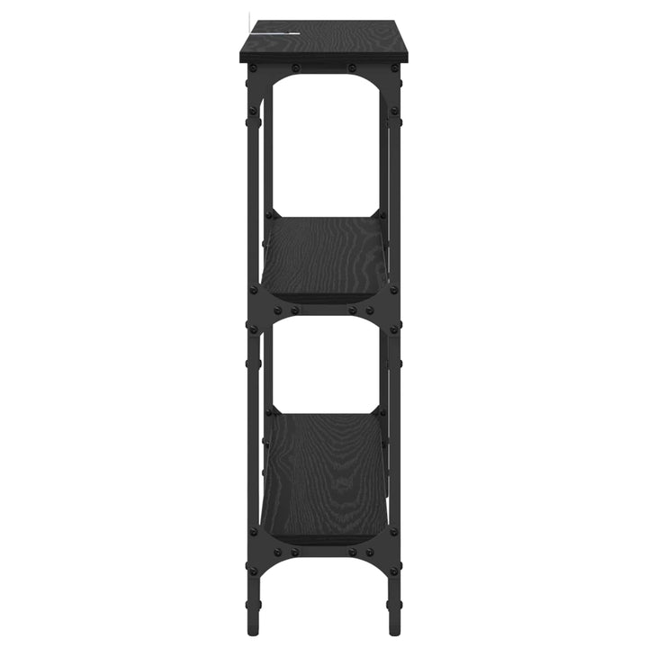 Konsolbord med hylde Sort eg 75 x 22,5 x 75 cm Konstrueret træ