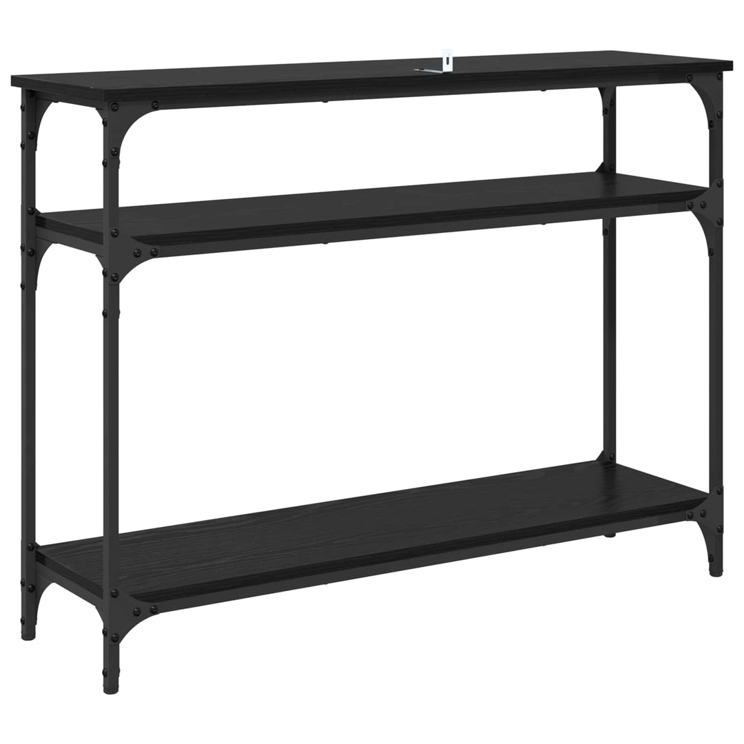 Konsolbord med hylde Sort eg 100 x 29 x 75 cm Konstrueret træ