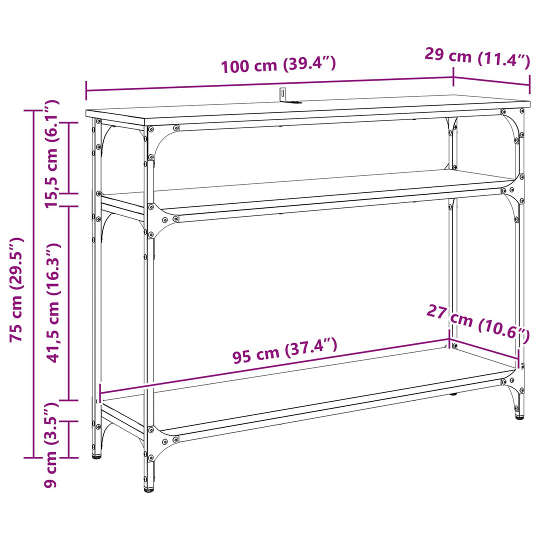 Konsolbord Sort eg 100 x 29 x 75 cm Konstrueret træ