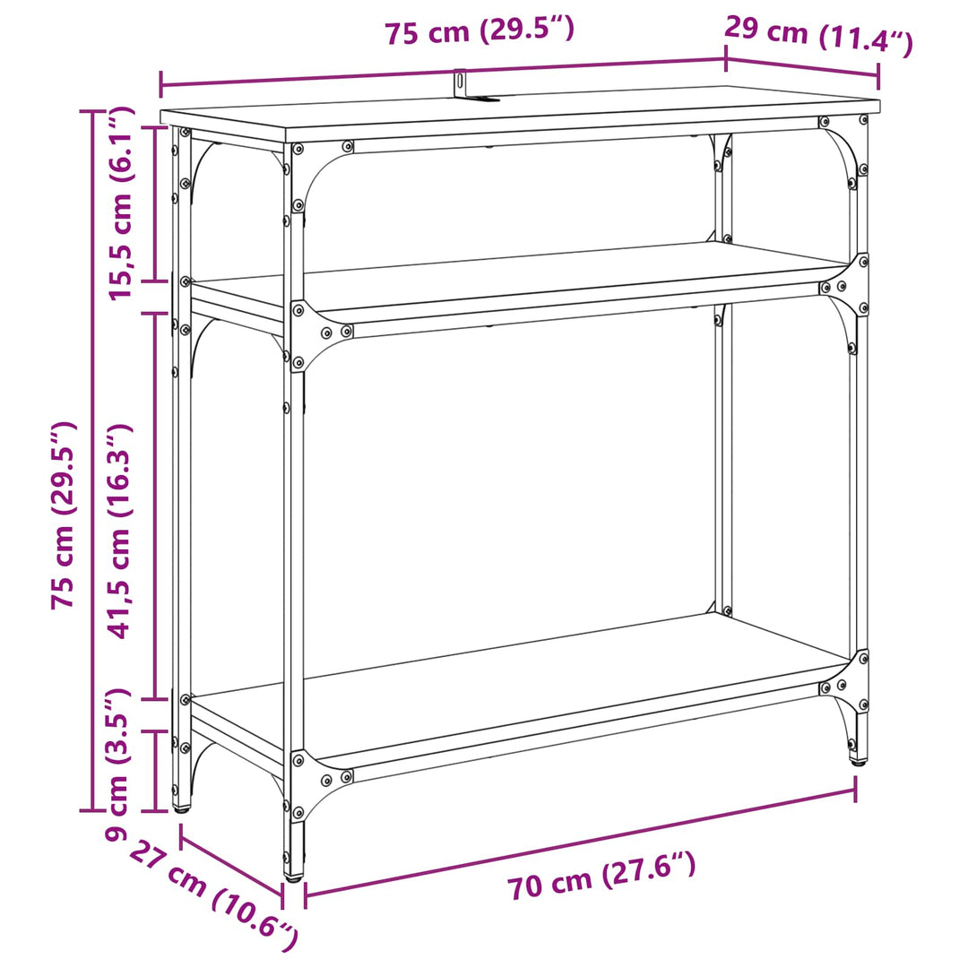 Konsolbord Artisan Egetræ 75 x 29 x 75 cm Konstrueret træ