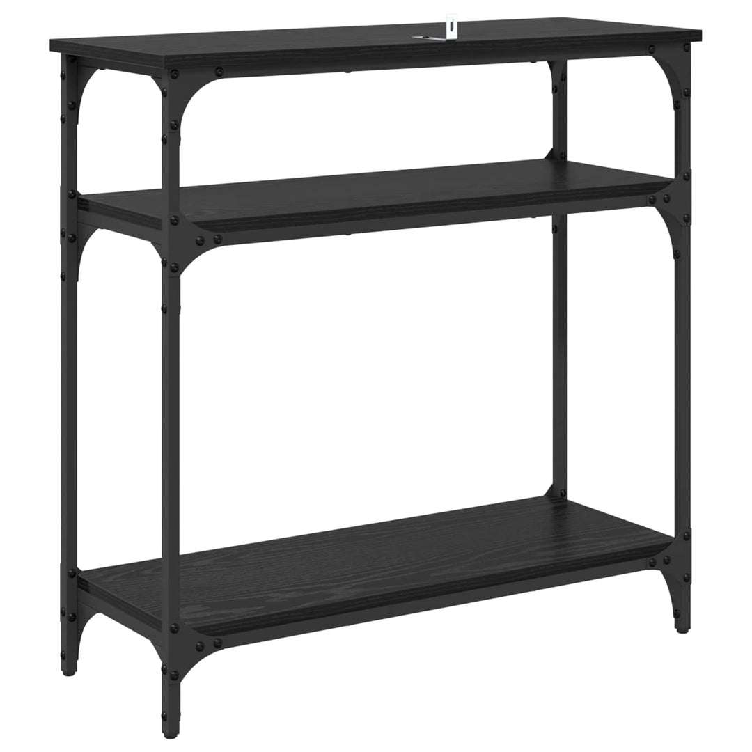 Konsolbord med hylde Sort eg 75 x 29 x 75 cm Konstrueret træ