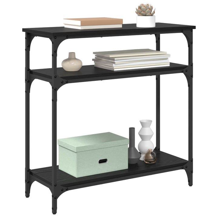 Konsolbord med hylde Sort eg 75 x 29 x 75 cm Konstrueret træ