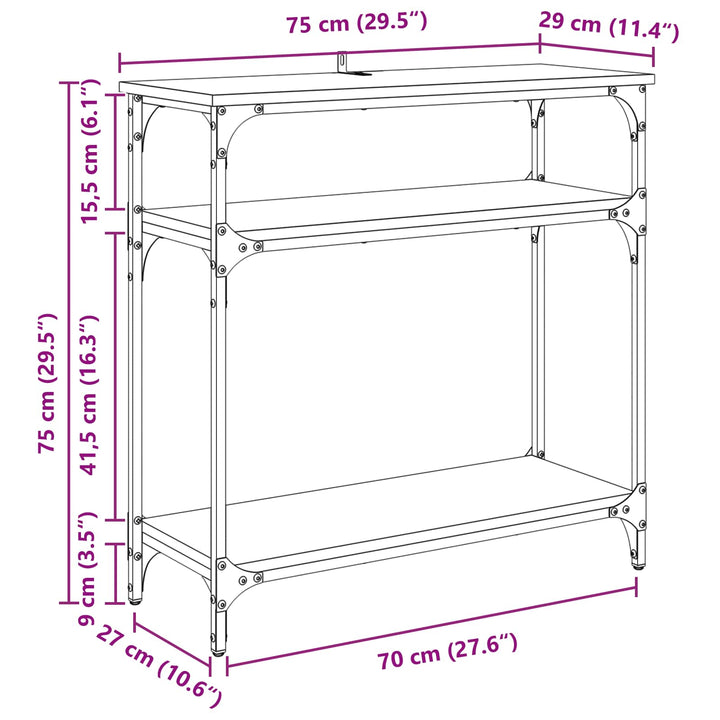 Konsolbord Sort eg 75 x 29 x 75 cm Konstrueret træ