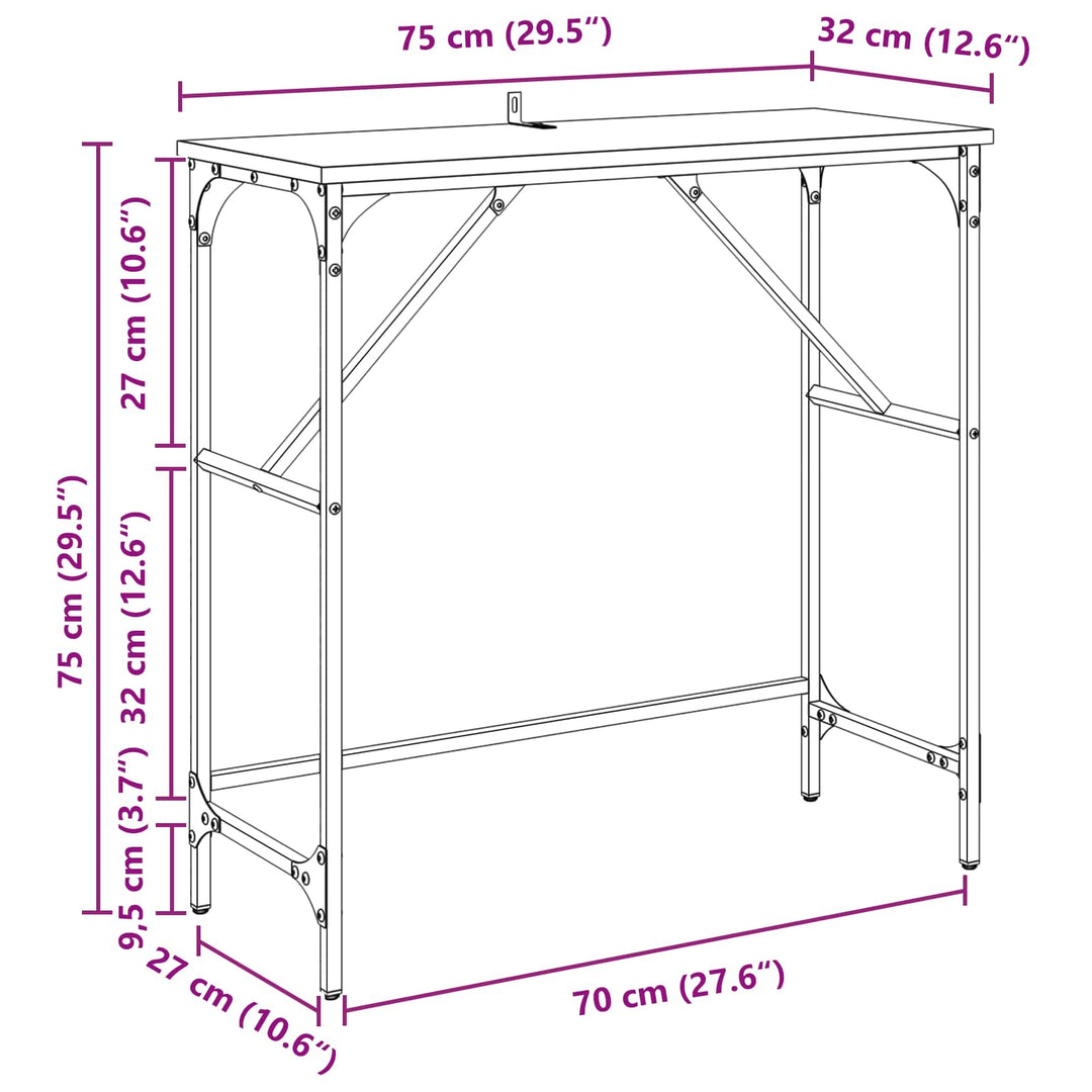 Konsolbord Gammelt træ 75 x 32 x 75 cm Konstrueret træ