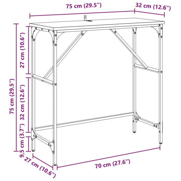 Konsolbord Gammelt træ 75 x 32 x 75 cm Konstrueret træ