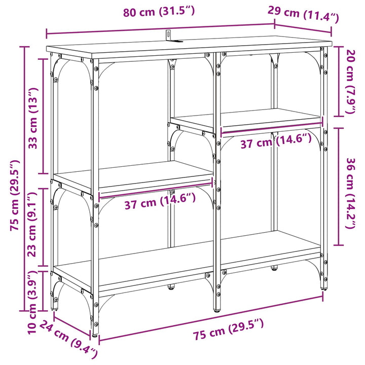 Konsolbord Artisan Egetræ 80 x 29 x 75 cm Konstrueret træ