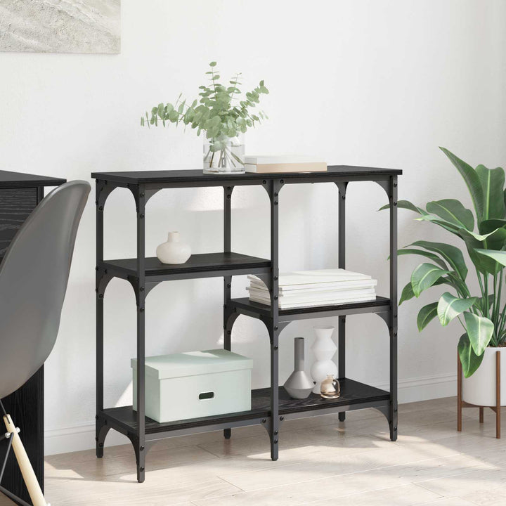 Konsolbord med hylde Sort eg 80 x 29 x 75 cm Konstrueret træ
