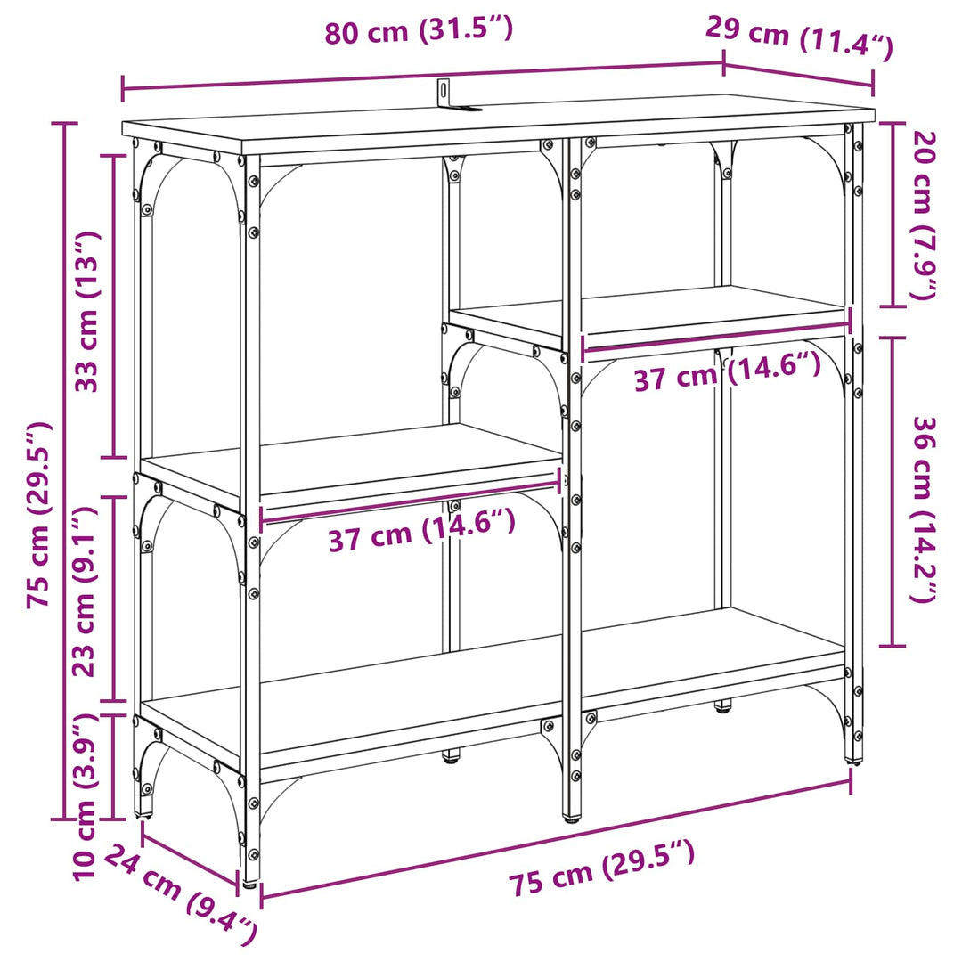Konsolbord Sort eg 80 x 29 x 75 cm Konstrueret træ