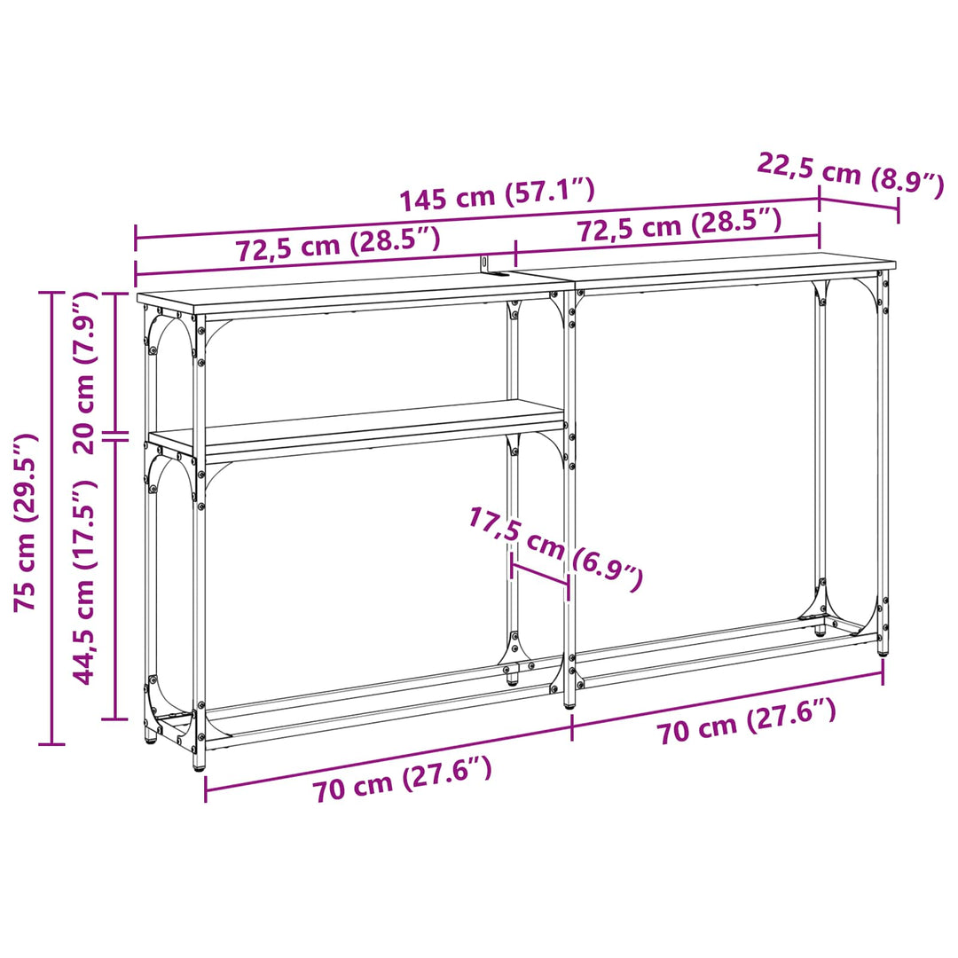 Konsolbord Gammelt træ 145x22.5x75cm Konstrueret træ