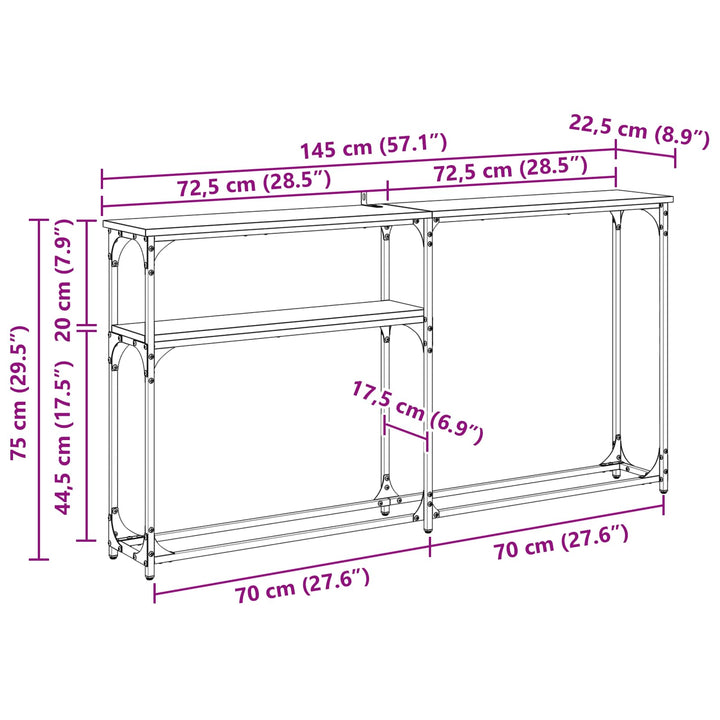 Konsolbord Sort eg 146 x 22.5 x 75 cm Konstrueret træ