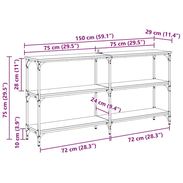 Konsolbord Artisan Egetræ 150 x 29 x 75 cm Samlet træ og metal