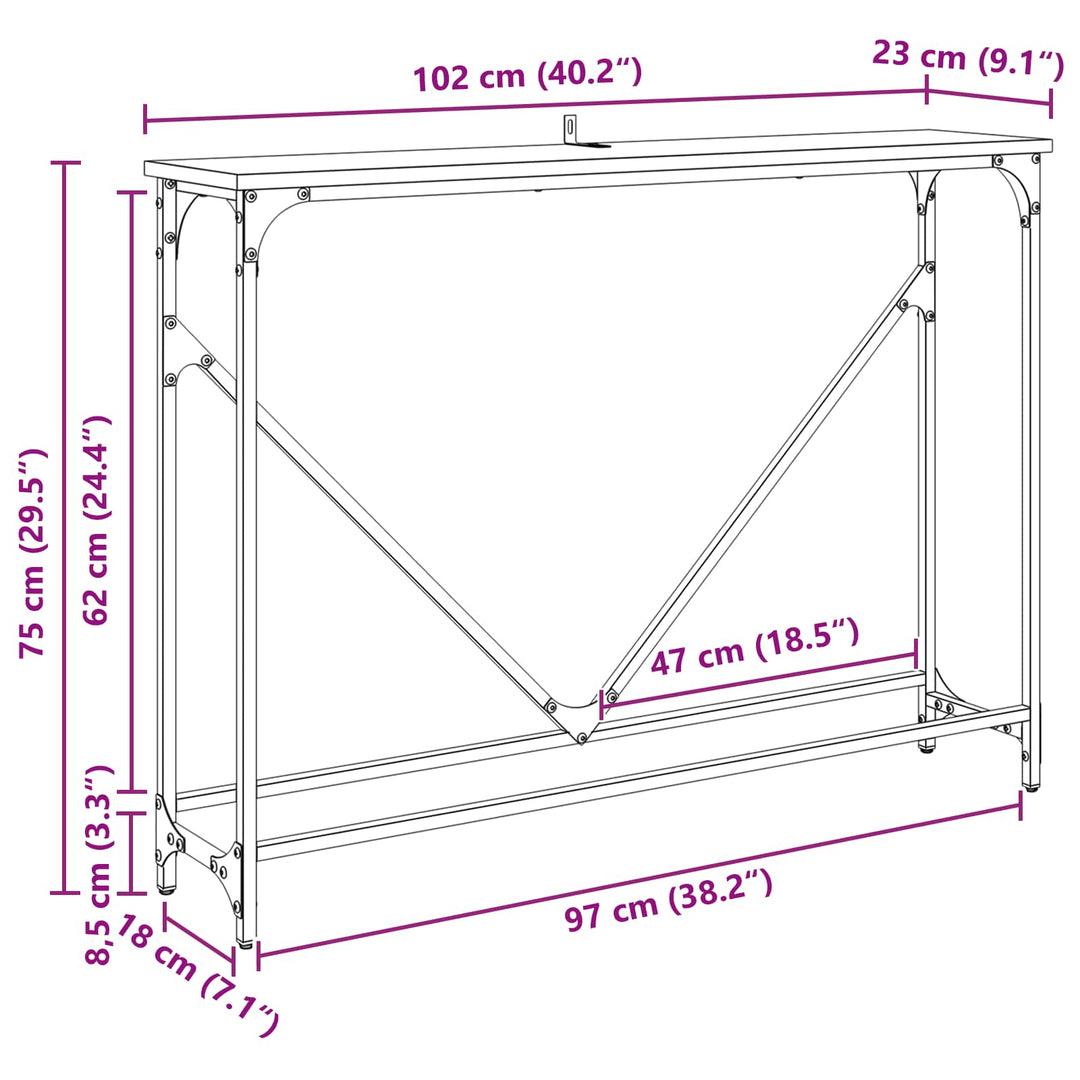 Konsolbord Gammelt træ 102 x 23 x 75 cm Konstrueret træ