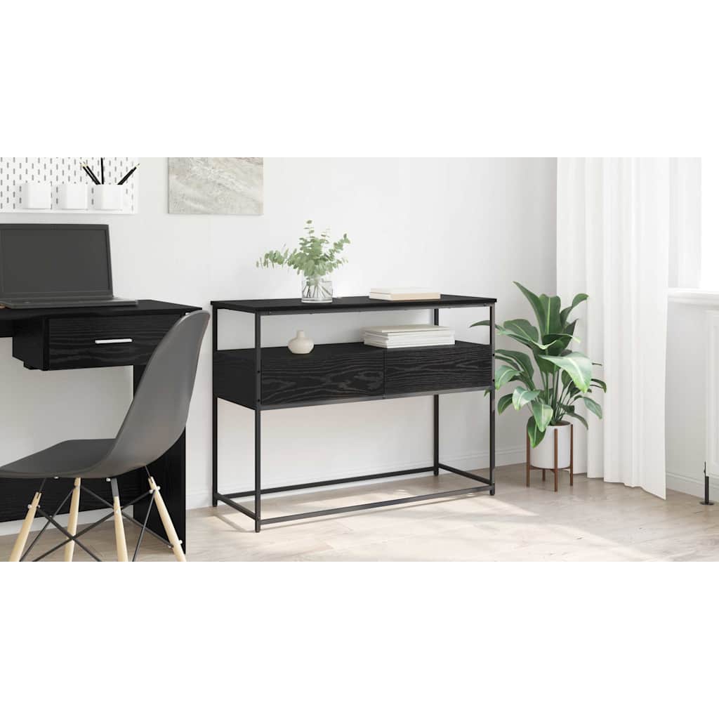 Konsolbord med skuffe Sort eg 100 x 40 x 75 cm Konstrueret træ