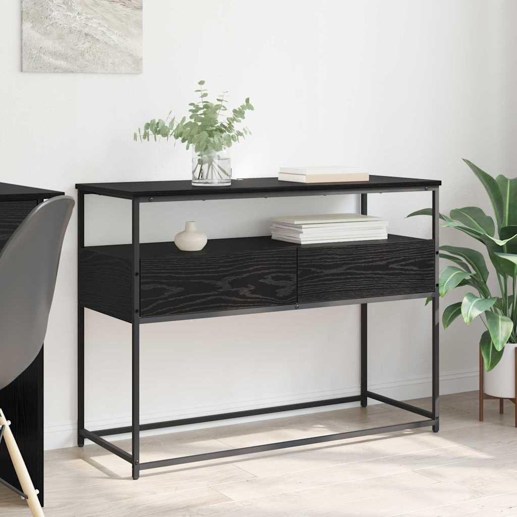 Konsolbord med skuffe Sort eg 100 x 40 x 75 cm Konstrueret træ