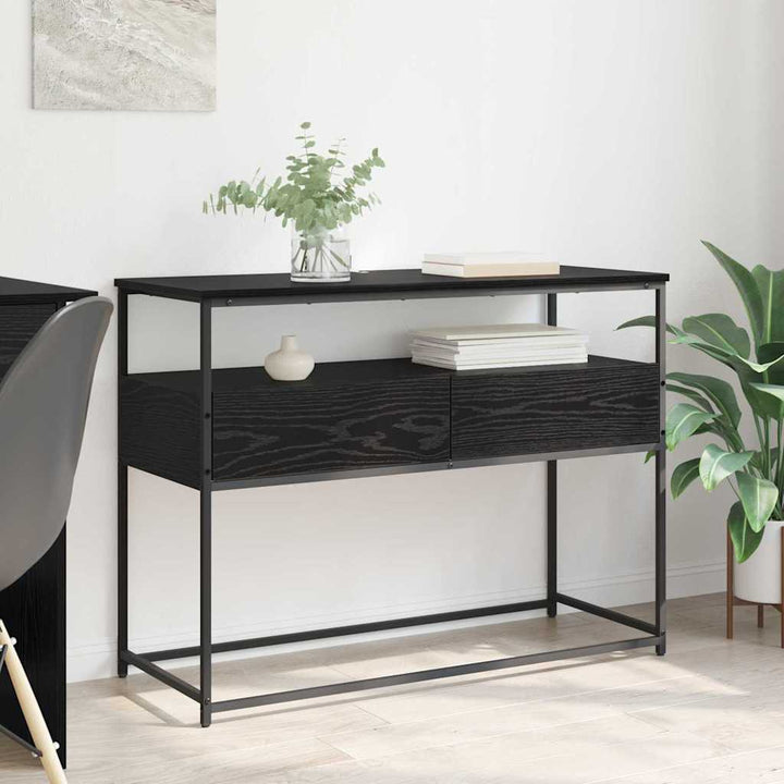 Konsolbord med skuffe Sort eg 100 x 40 x 75 cm Konstrueret træ