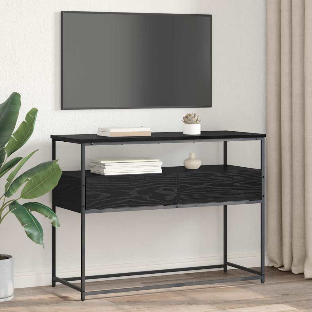 Konsolbord med skuffe Sort eg 100 x 40 x 75 cm Konstrueret træ