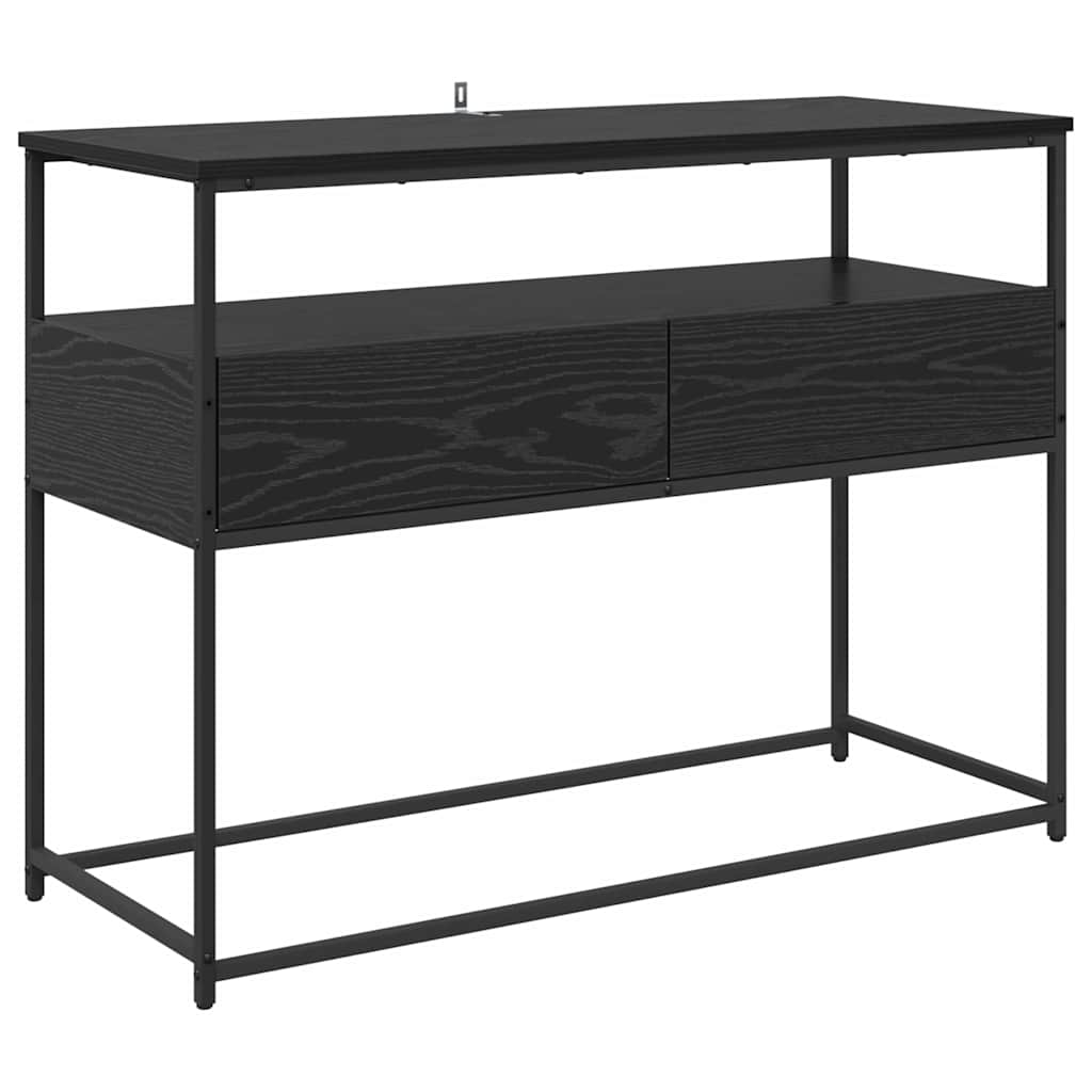 Konsolbord med skuffe Sort eg 100 x 40 x 75 cm Konstrueret træ
