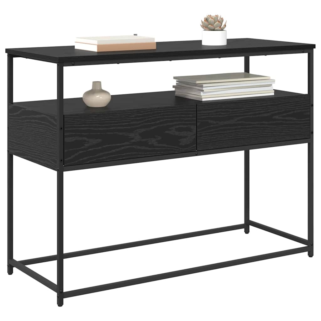 Konsolbord med skuffe Sort eg 100 x 40 x 75 cm Konstrueret træ