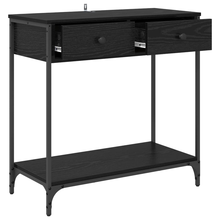 Konsolbord med skuffe Sort eg 75 x 34,5 x 75 cm Konstrueret træ