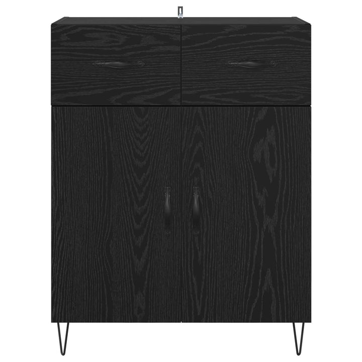 Sideboard med skuffe Sort eg 69,5 x 34 x 90 cm Konstrueret træ