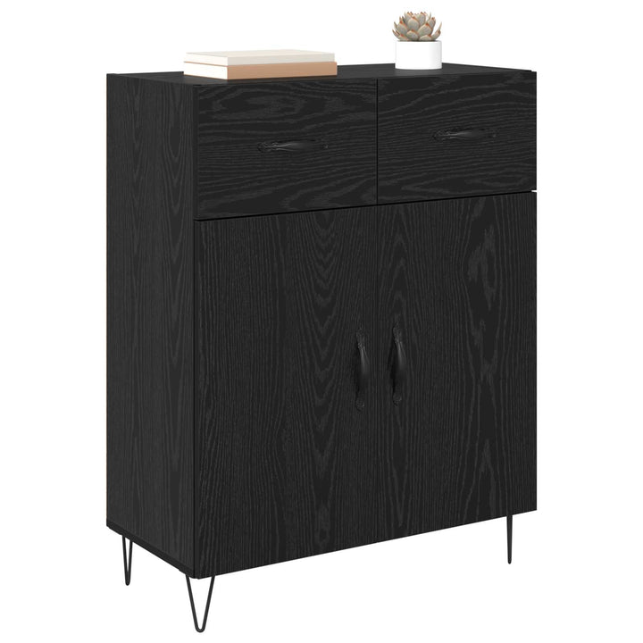 Sideboard med skuffe Sort eg 69,5 x 34 x 90 cm Konstrueret træ