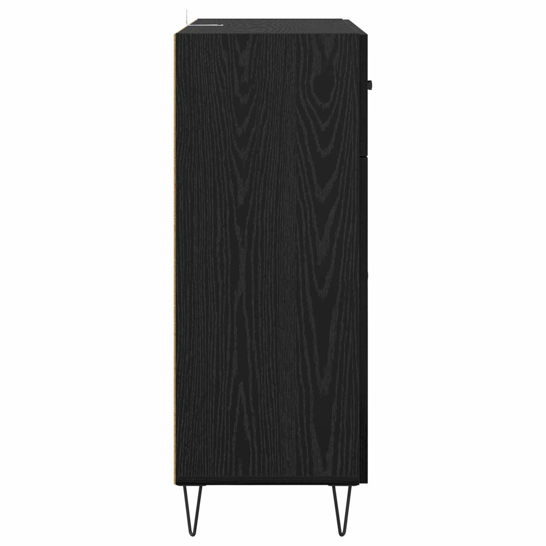 Sideboard med skuffe Sort eg 69,5 x 34 x 90 cm Konstrueret træ