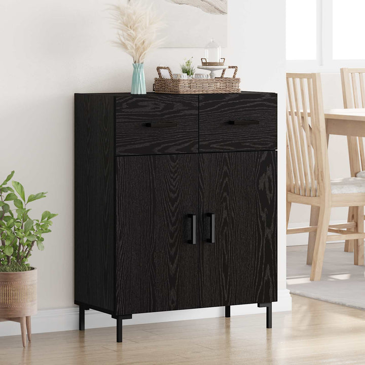 Sideboard med skuffe Sort eg 69,5 x 34 x 90 cm Konstrueret træ