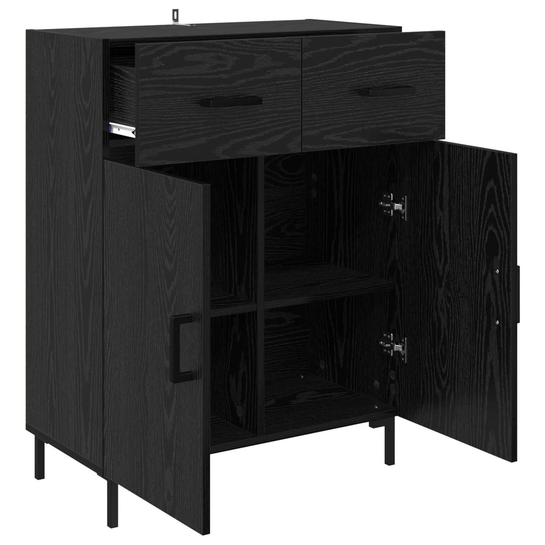 Sideboard med skuffe Sort eg 69,5 x 34 x 90 cm Konstrueret træ