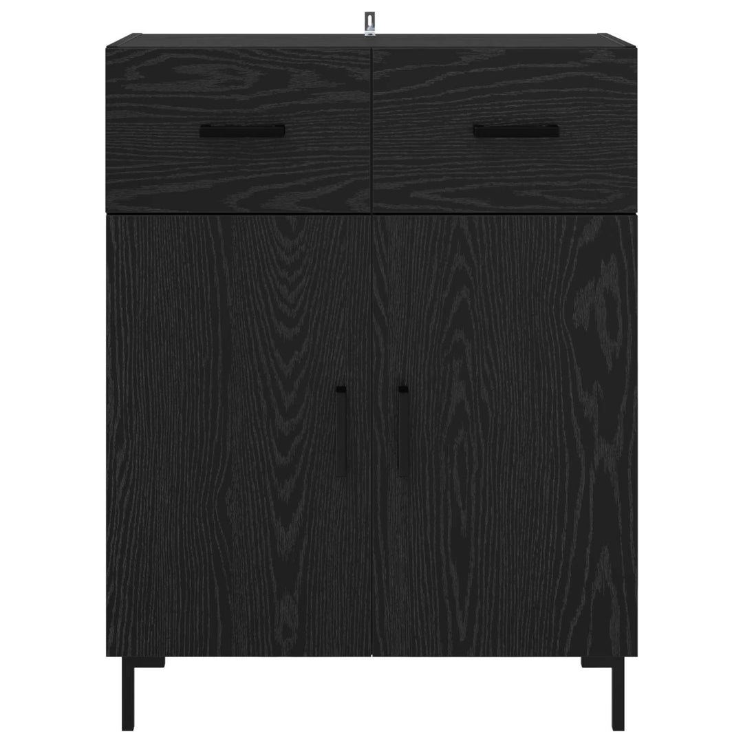 Sideboard med skuffe Sort eg 69,5 x 34 x 90 cm Konstrueret træ
