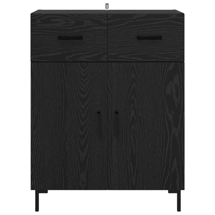 Sideboard med skuffe Sort eg 69,5 x 34 x 90 cm Konstrueret træ