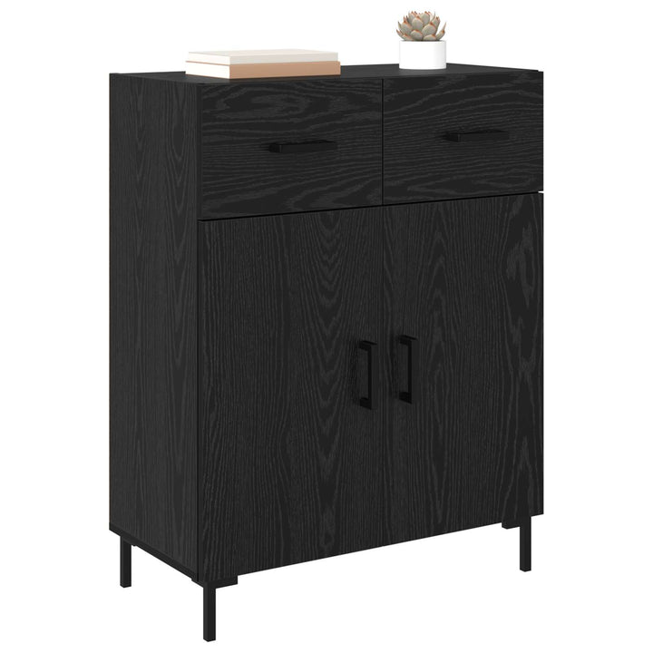 Sideboard med skuffe Sort eg 69,5 x 34 x 90 cm Konstrueret træ