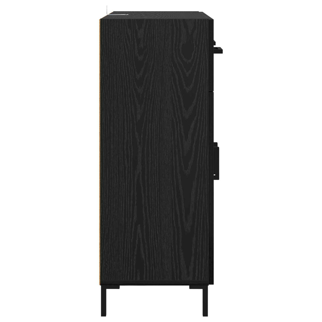 Sideboard med skuffe Sort eg 69,5 x 34 x 90 cm Konstrueret træ