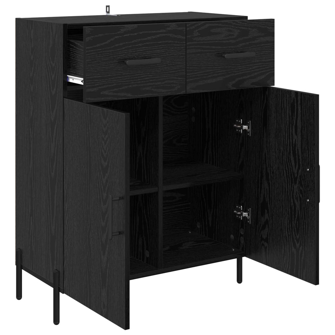 Sideboard med skuffe Sort eg 69,5 x 34 x 90 cm Konstrueret træ