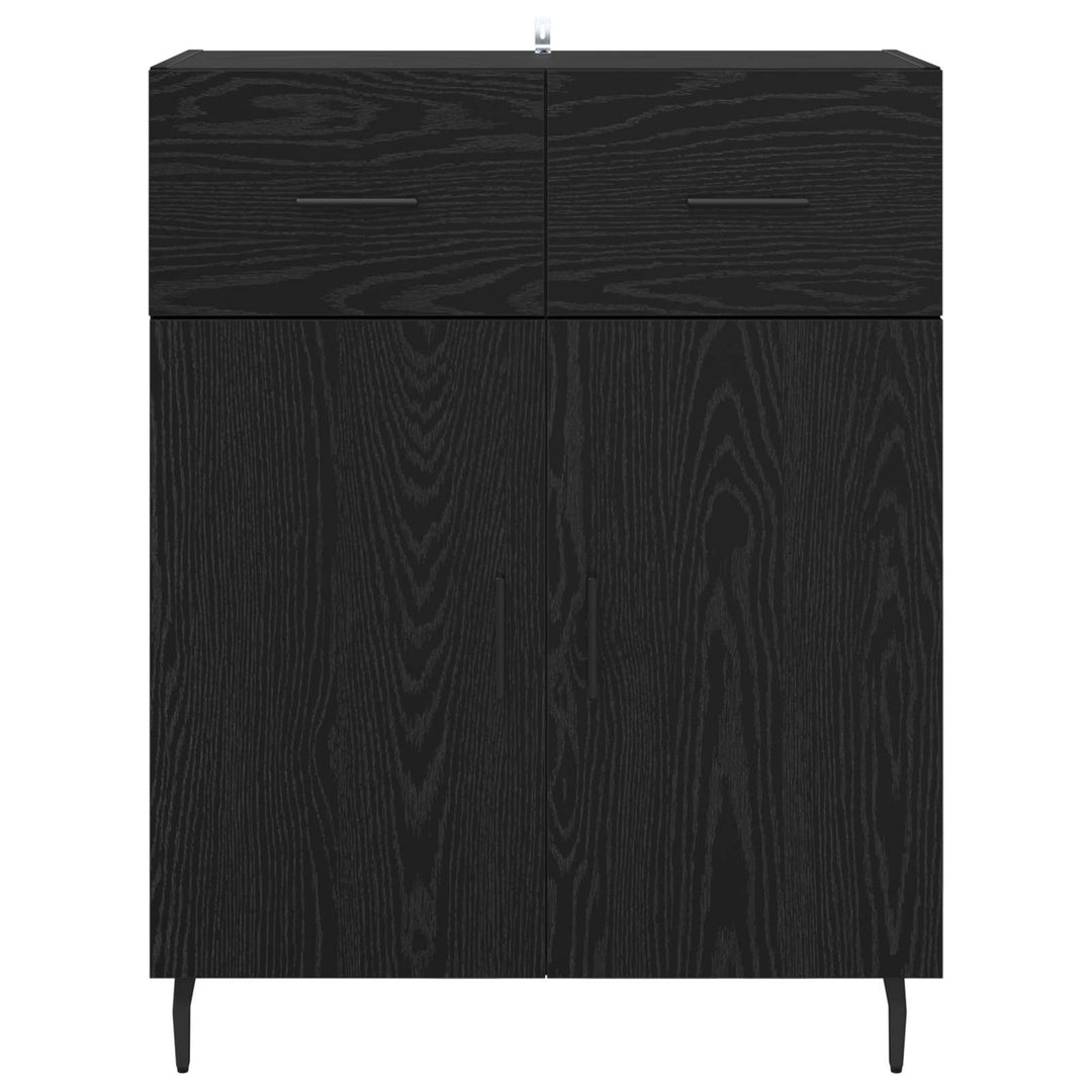 Sideboard med skuffe Sort eg 69,5 x 34 x 90 cm Konstrueret træ