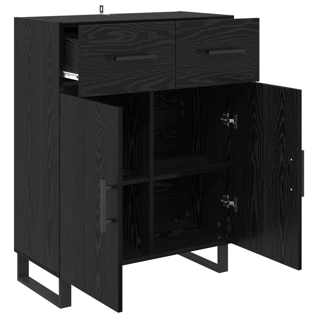 Sideboard med skuffe Sort eg 69,5 x 34 x 90 cm Konstrueret træ