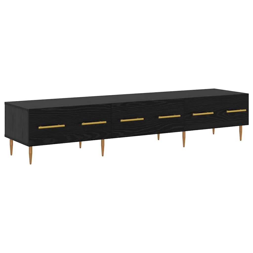 TV-skab med skuffe Sort eg 150 x 36 x 30 cm Konstrueret træ