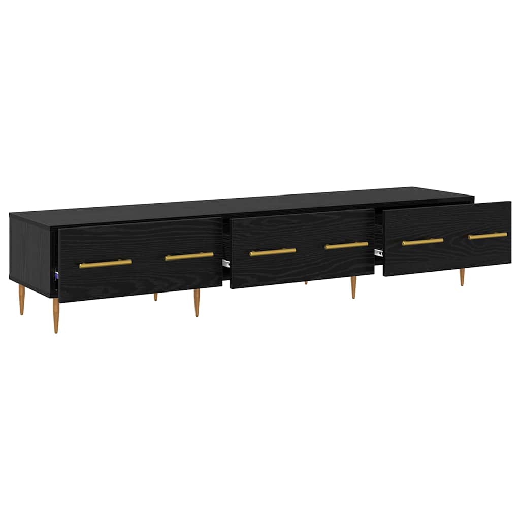 TV-skab med skuffe Sort eg 150 x 36 x 30 cm Konstrueret træ