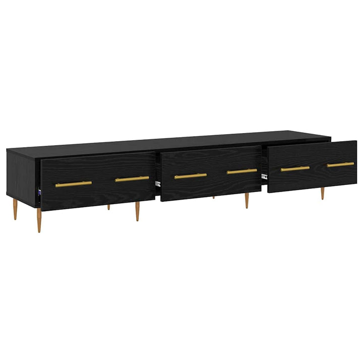 TV-skab med skuffe Sort eg 150 x 36 x 30 cm Konstrueret træ