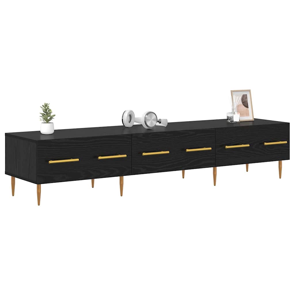 TV-skab med skuffe Sort eg 150 x 36 x 30 cm Konstrueret træ