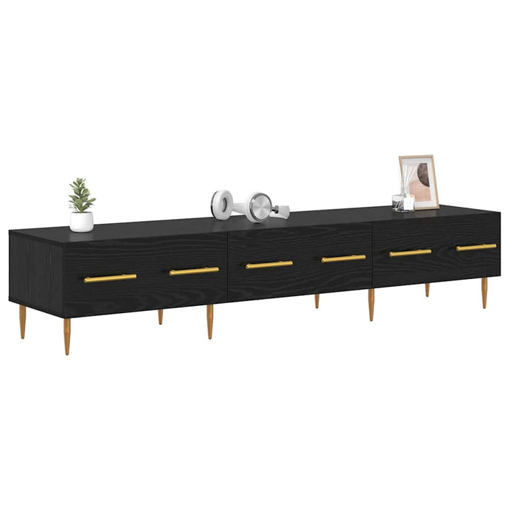 TV-skab med skuffe Sort eg 150 x 36 x 30 cm Konstrueret træ