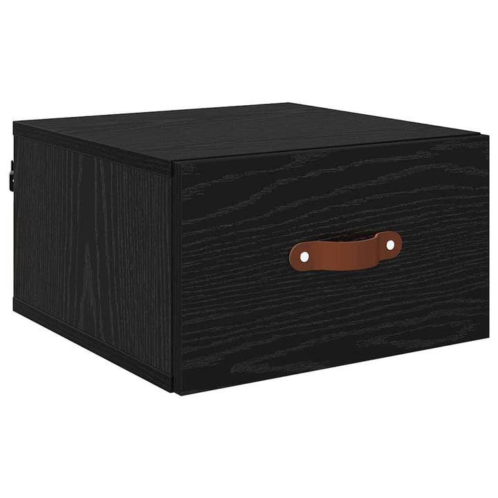 Vægmonteret natbord Sort eg 35 x 35 x 20 cm Konstrueret træ