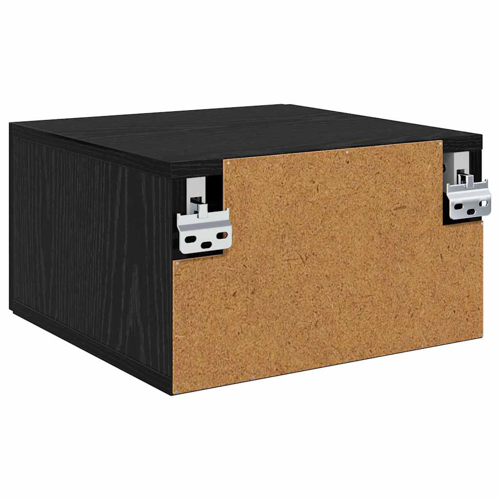 Vægmonteret natbord Sort eg 35 x 35 x 20 cm Konstrueret træ